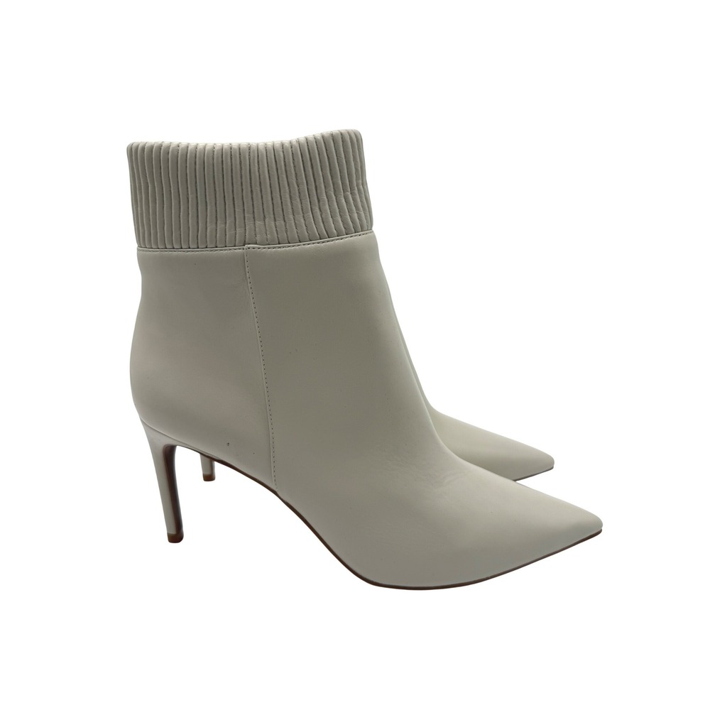 BCBGMAXAZRIA Ankle Boots Womens 8.5 Cream New Pointed Toe Quilted Stiletto